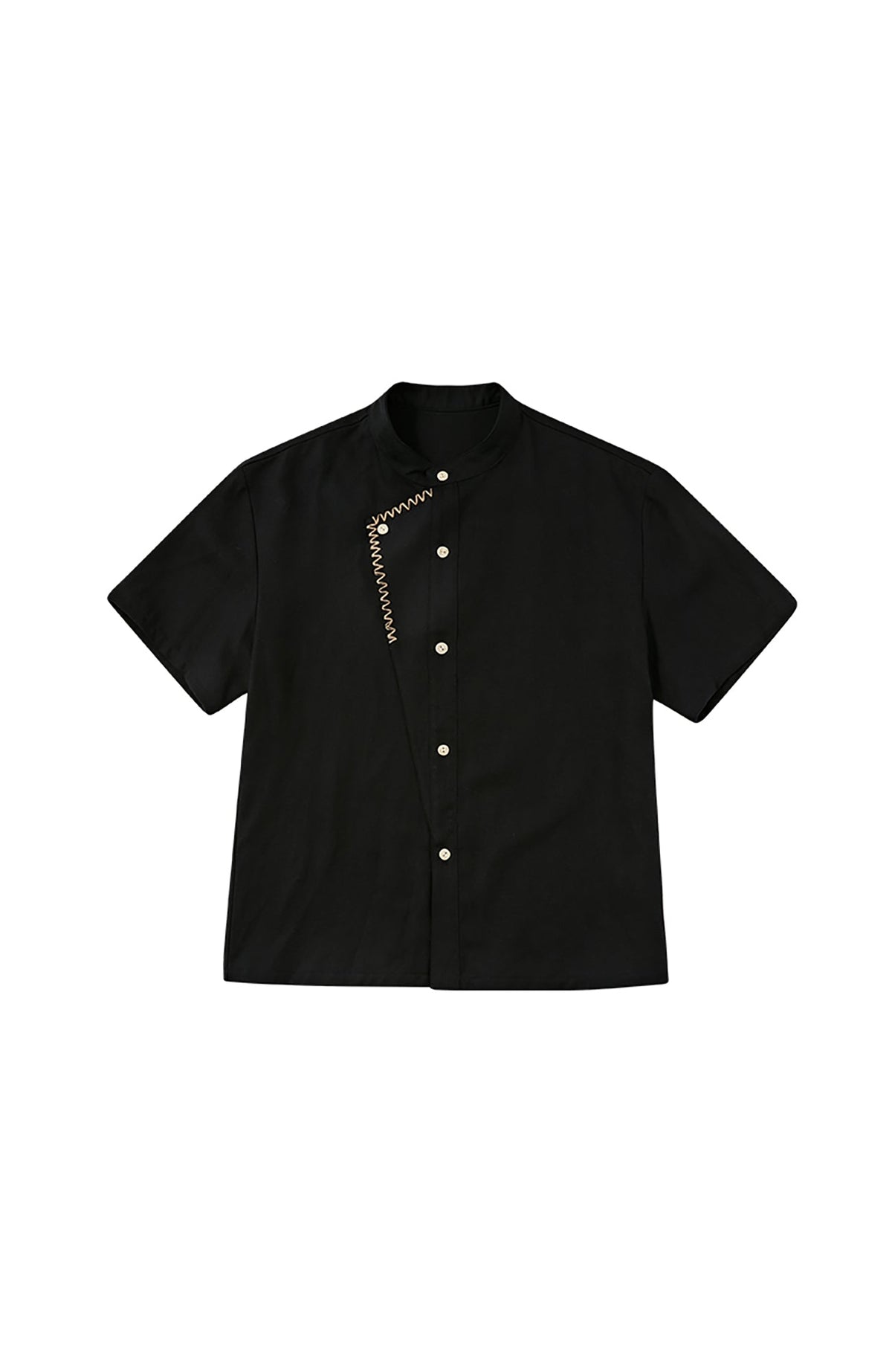 KREATE Stitched Faux-Placket Short Sleeve Shirt