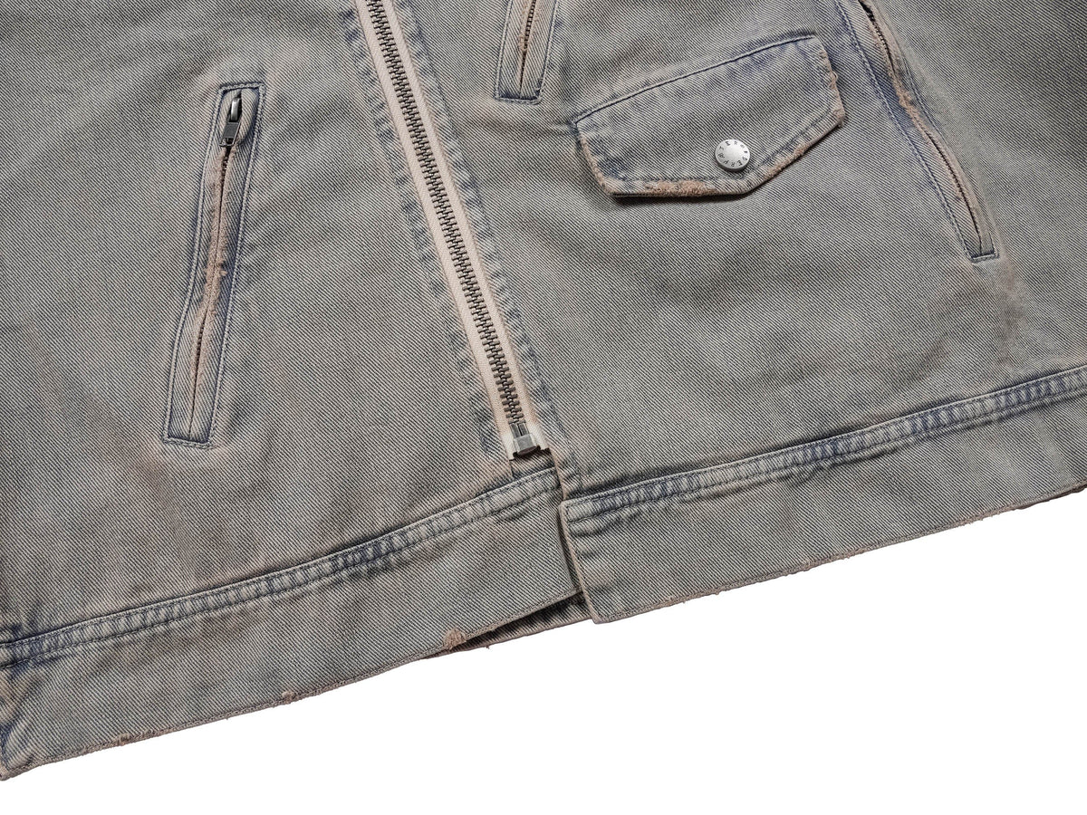 UNDERWATER Acid Wash Zipper Biker Jacket
