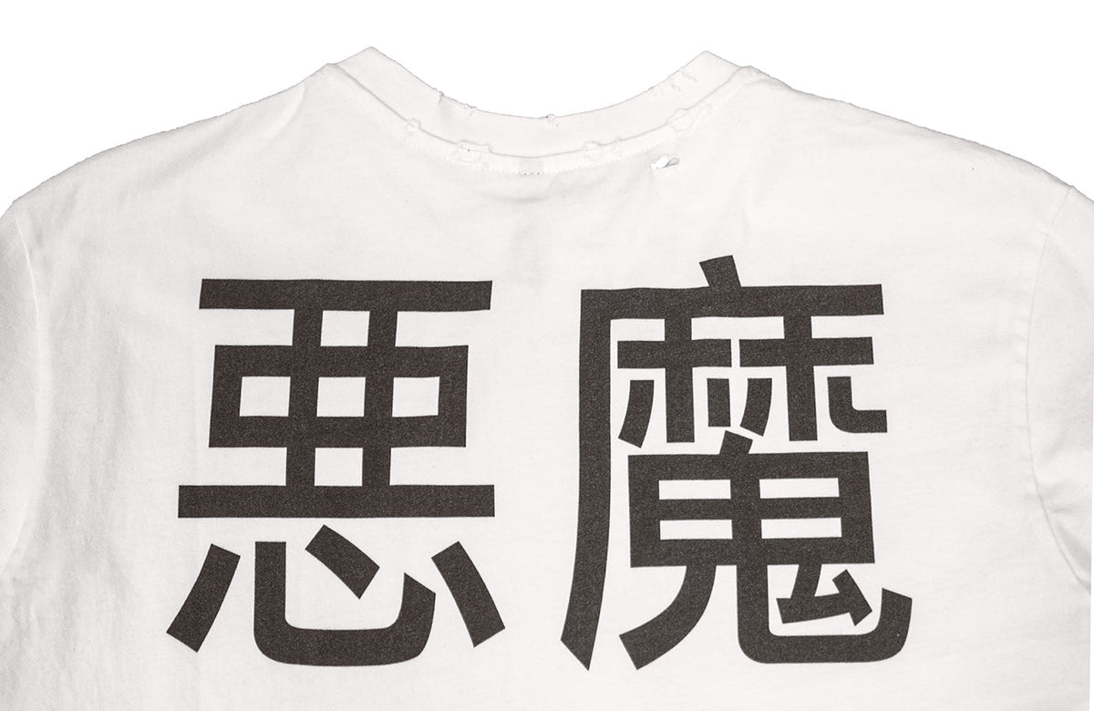 UNDERWATER Demon Slashed Cotton Long Sleeve Tee White