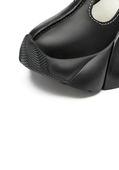 Black Platform Closed-Toe Slides