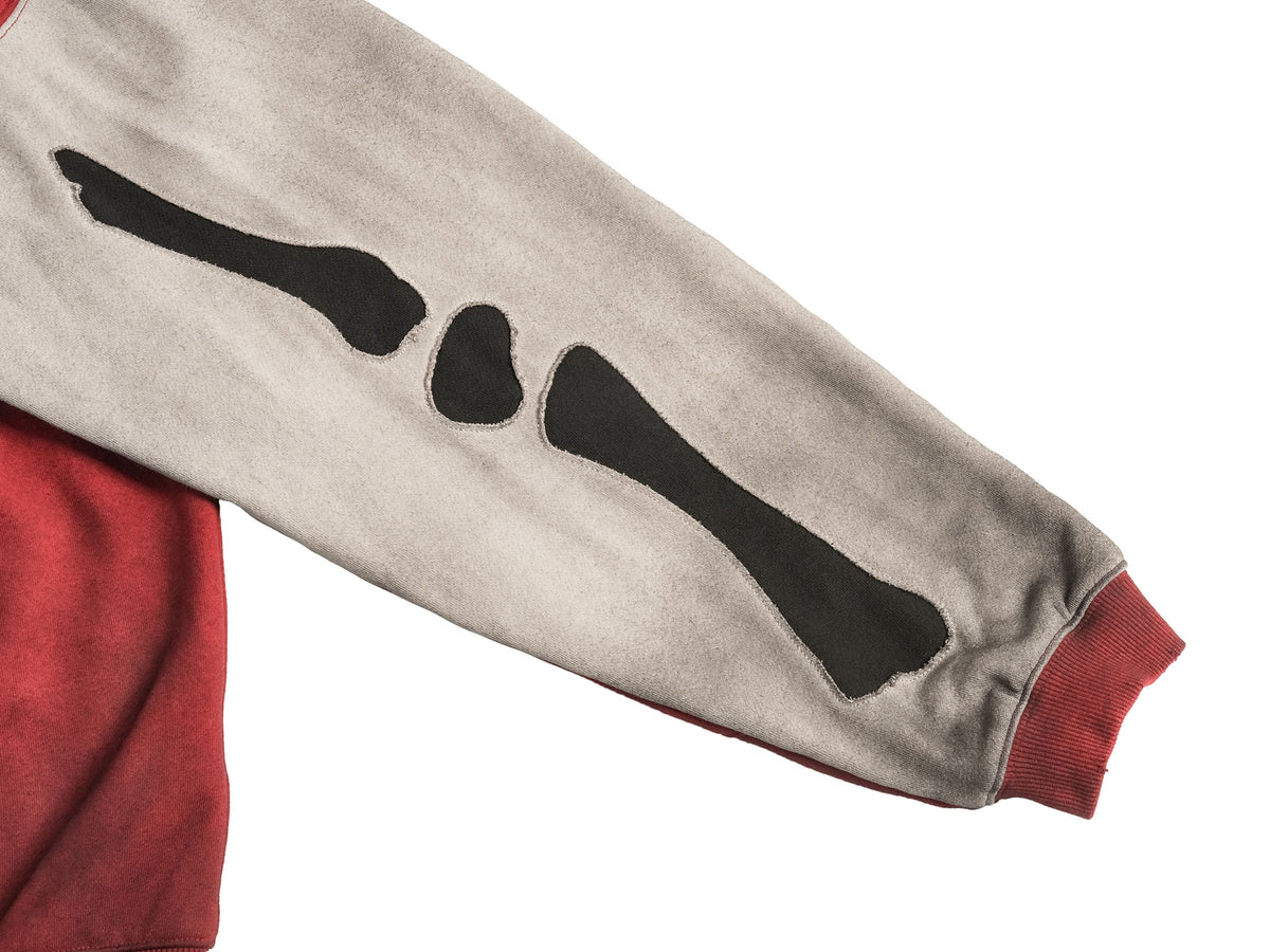 UNDERWATER Skeleton Distressed Contrast Panel Hooded Jacket