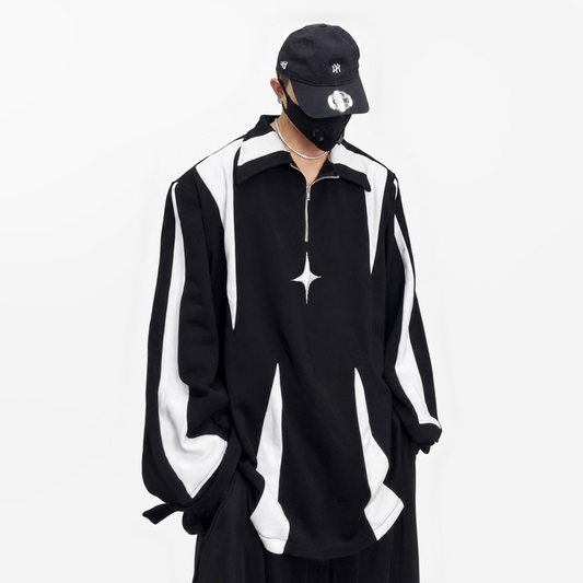 UUCSCC Contrast Padded-Shoulder Lapel Sweatshirt