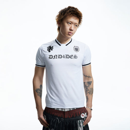 DND4DES Gothic Letter V-Neck Jersey T-Shirt