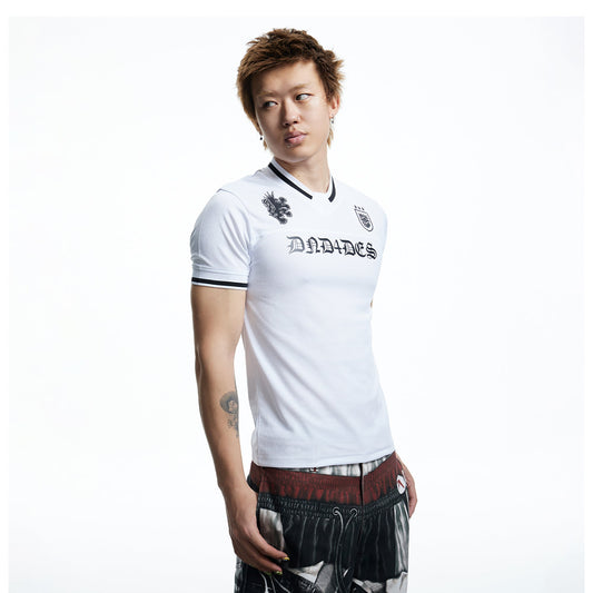 DND4DES Gothic Letter V-Neck Jersey T-Shirt