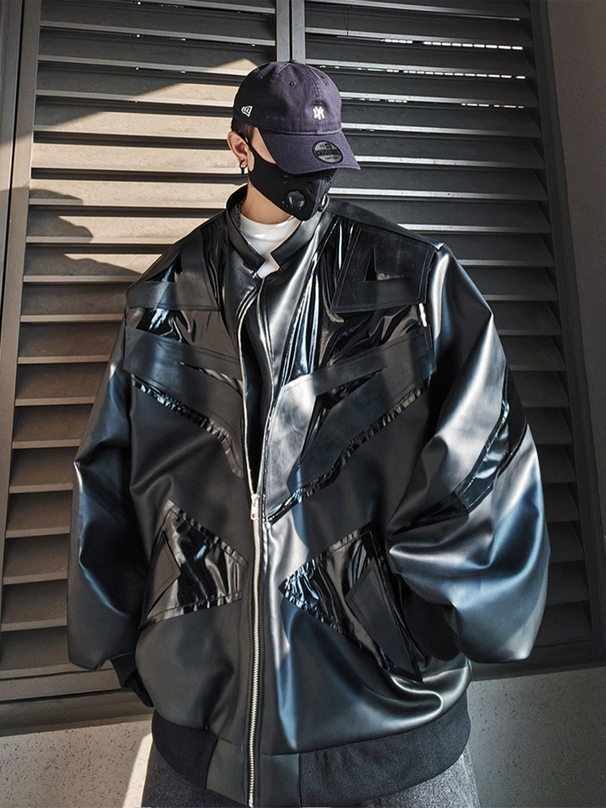 UUCSCC Faux Leather Oversized Baseball Bomber Jacket