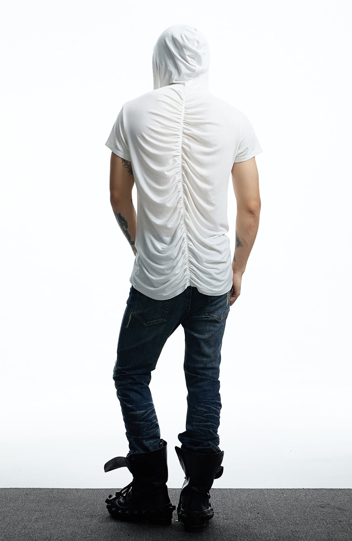 DND4DES Ruched Back Hooded T-Shirt