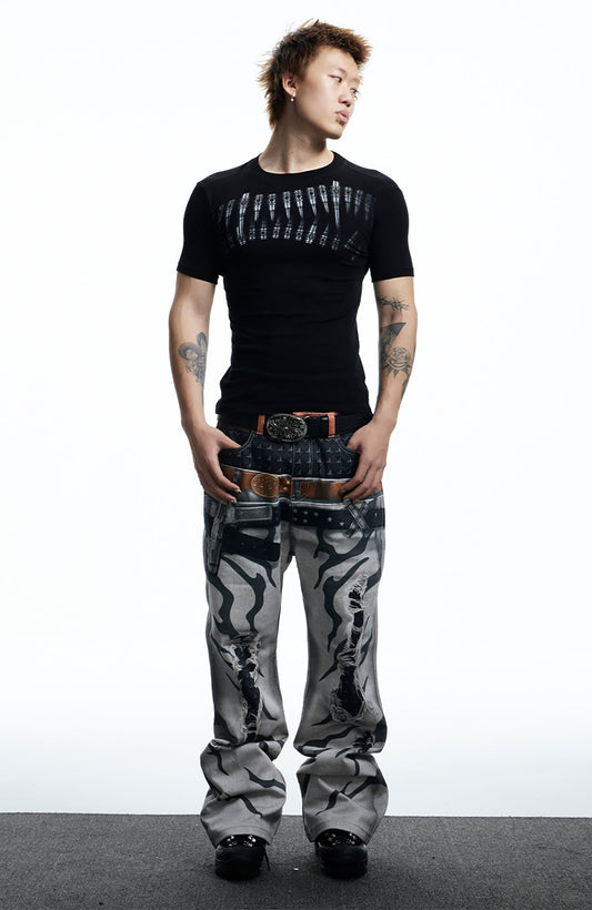DND4DES Slim Bullet Graphic Wool-Blend Tee