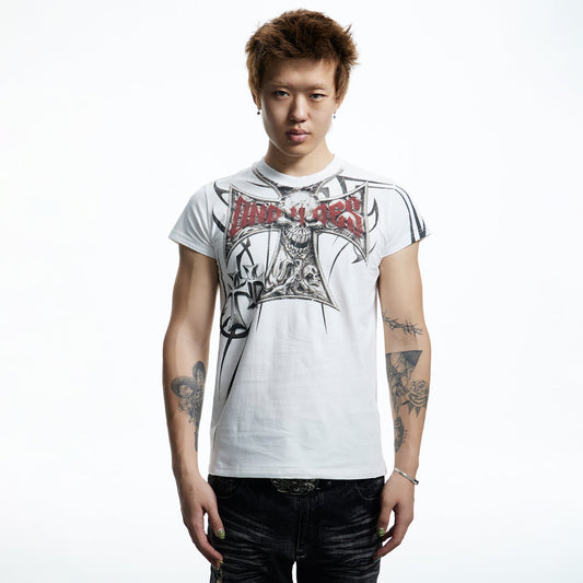 DND4DES Gothic Skull Cross Graphic T-Shirt