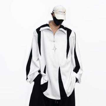 UUCSCC Contrast Padded-Shoulder Lapel Sweatshirt
