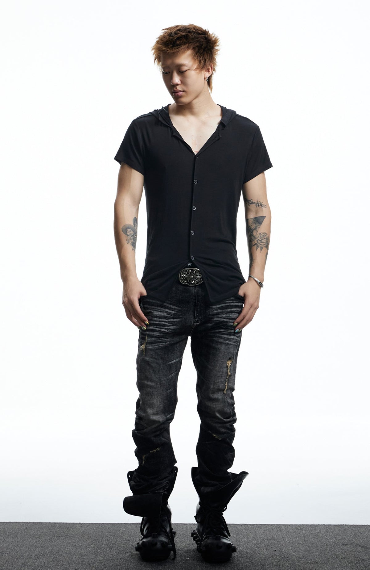 DND4DES Ruched Back Hooded T-Shirt