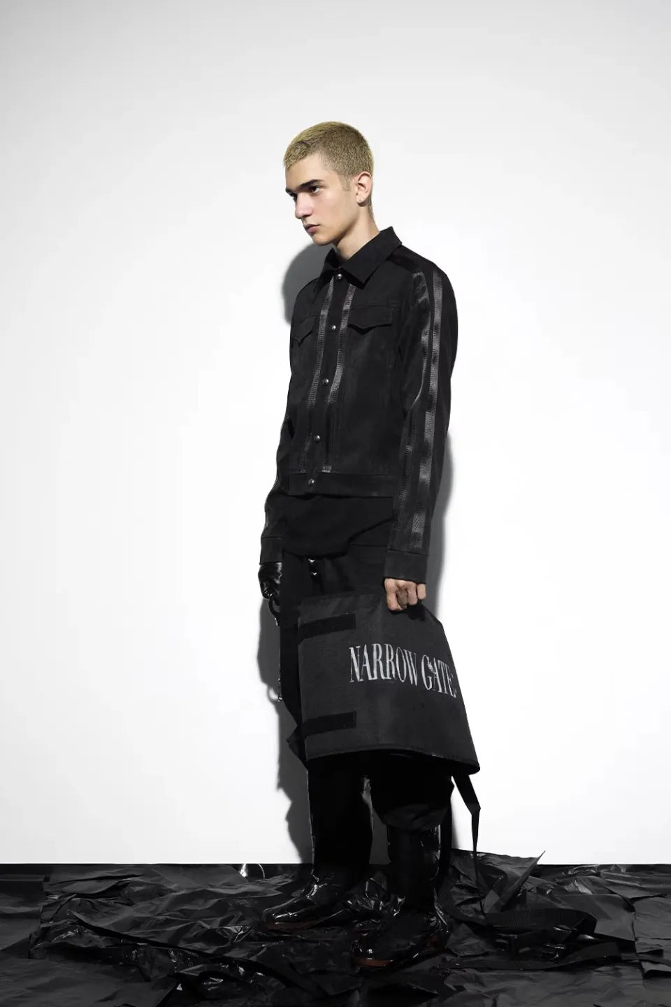 Caged Bird Vein Textured Leather Jacket