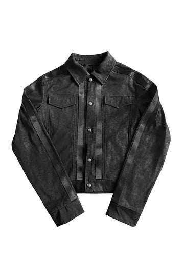 Caged Bird Vein Textured Leather Jacket