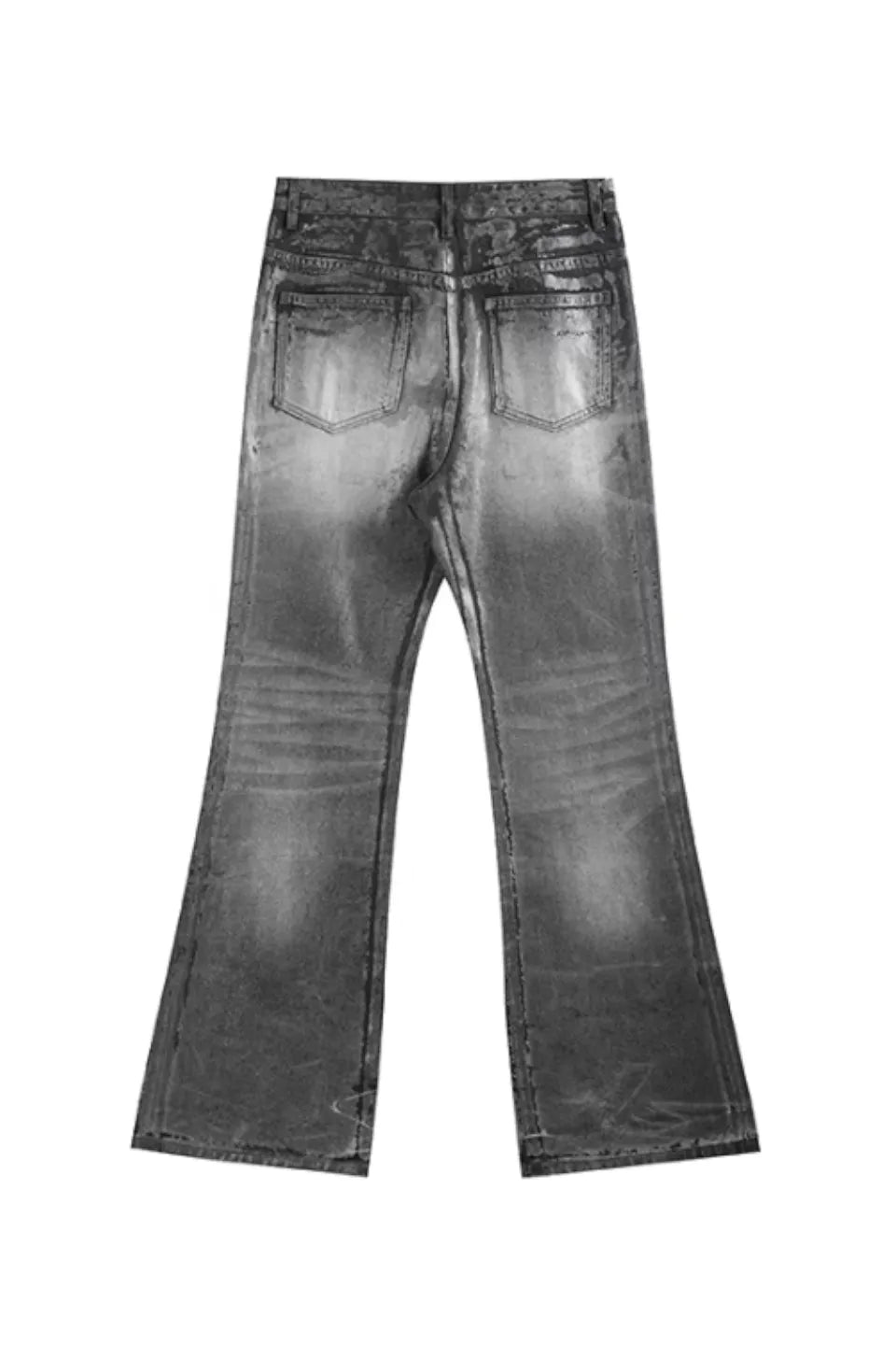 Crack Brush and Faded Flare Jeans