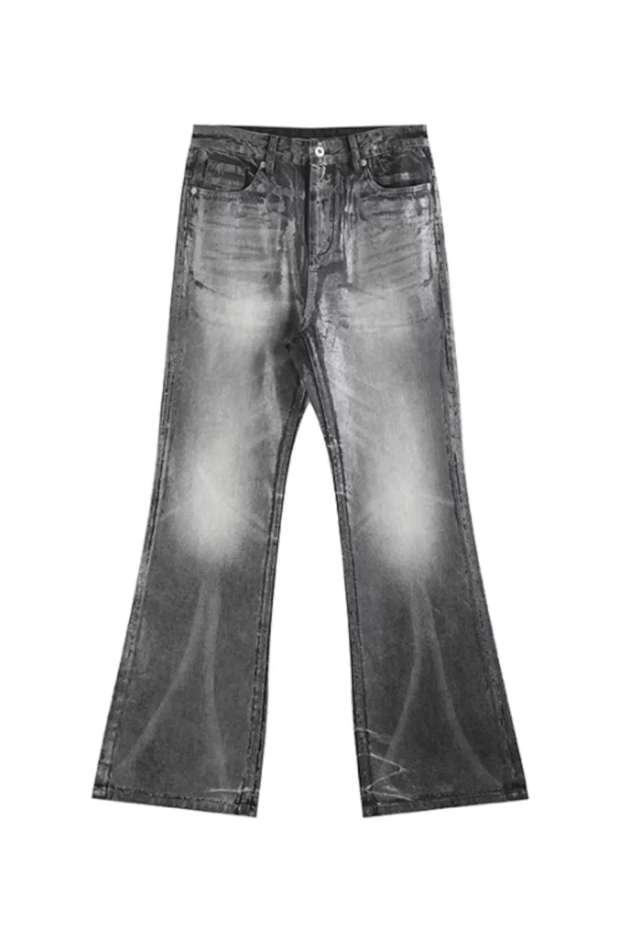 Crack Brush and Faded Flare Jeans