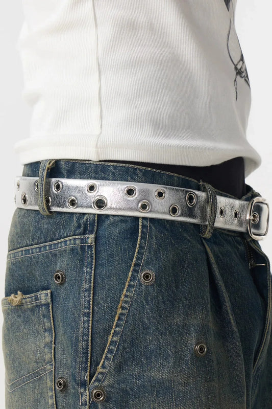 Cracked Silver Triple Pistol Buckle Belt