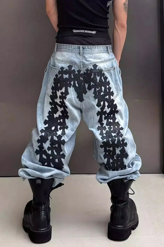 Cross Patch Art Baggy Denim