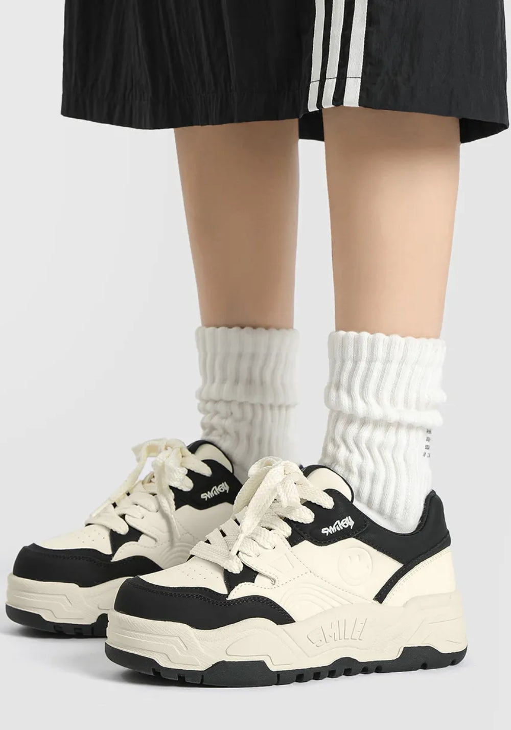 Black Retro Platform Skate Sneakers