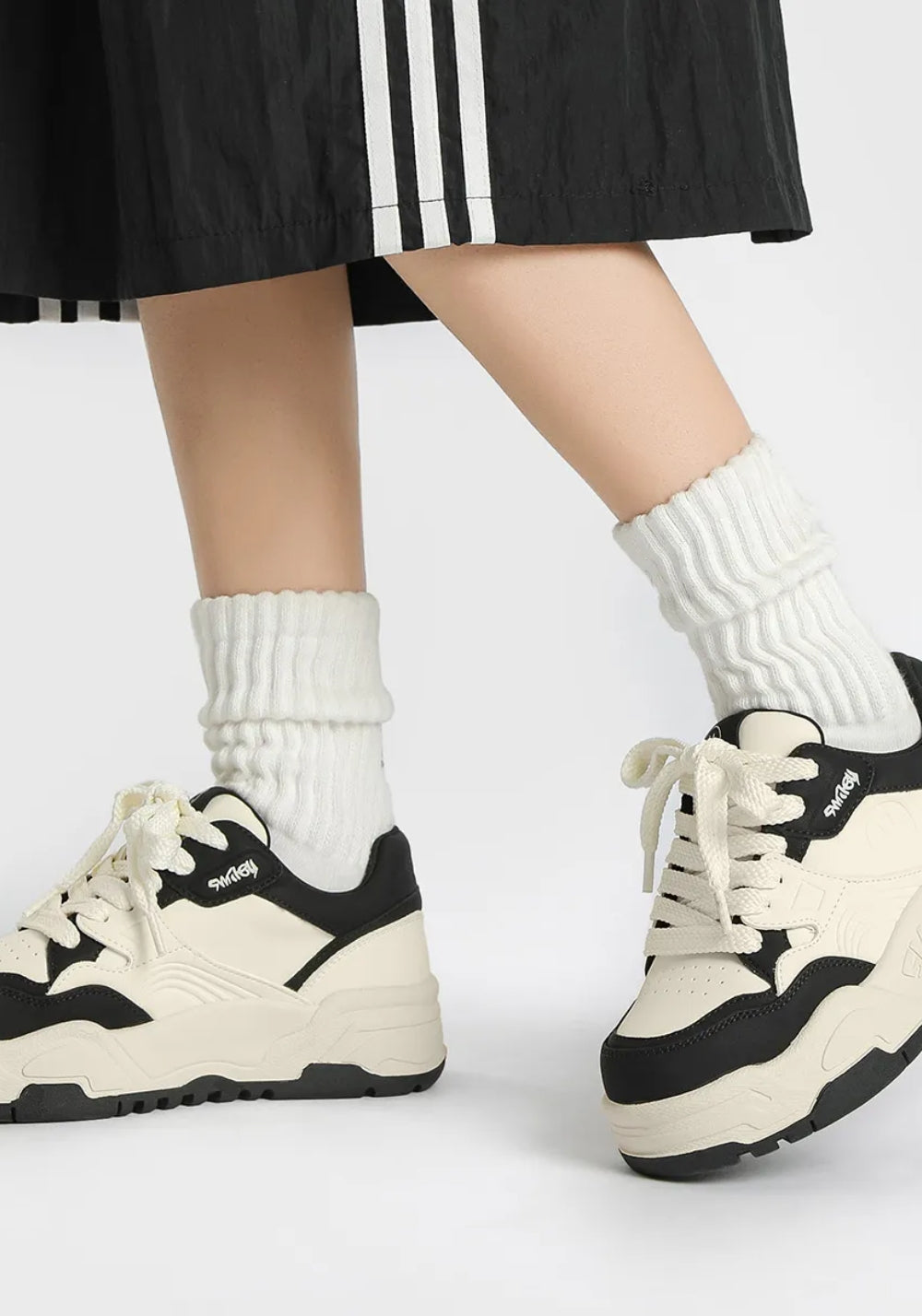 Black Retro Platform Skate Sneakers