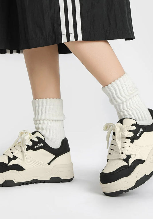 Black Retro Platform Skate Sneakers