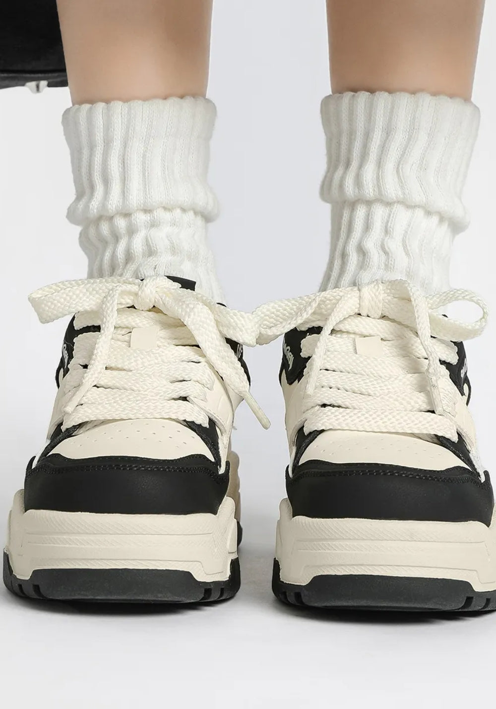 Black Retro Platform Skate Sneakers