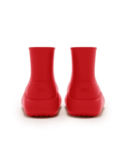Red Chunky Short Rain Boots