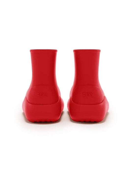 Red Chunky Short Rain Boots