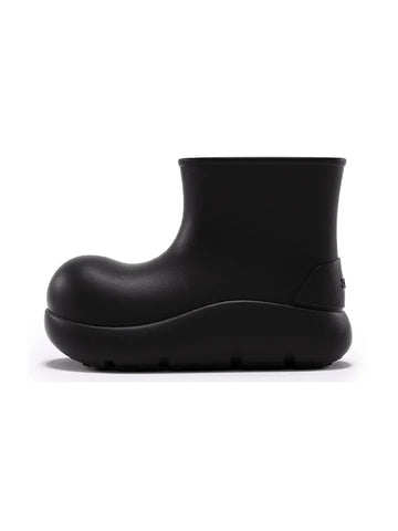 Black Chunky Short Rain Boots