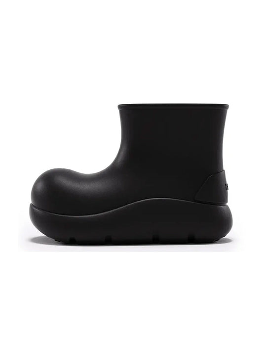 Black Chunky Short Rain Boots