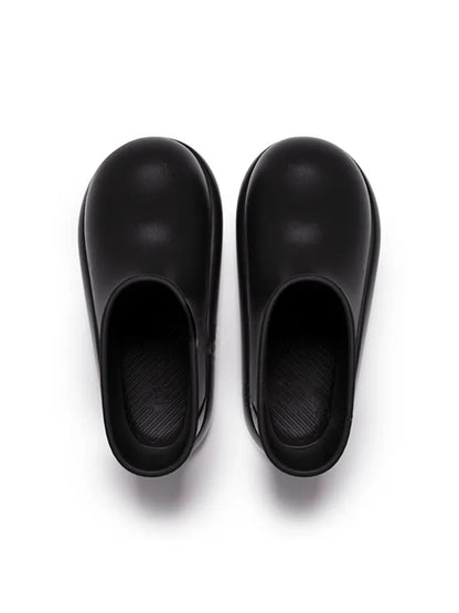 Black Chunky Short Rain Boots