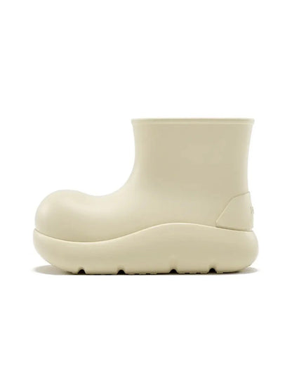 Beige Chunky Short Rain Boots