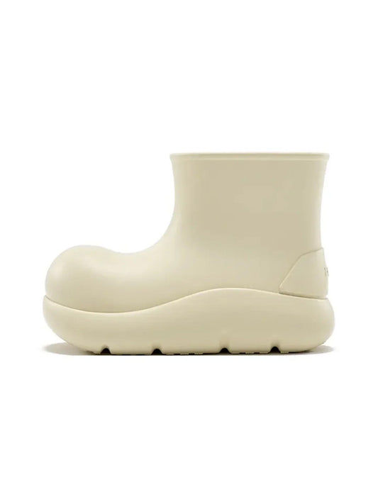 Beige Chunky Short Rain Boots
