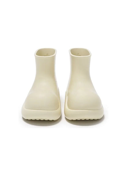 Beige Chunky Short Rain Boots