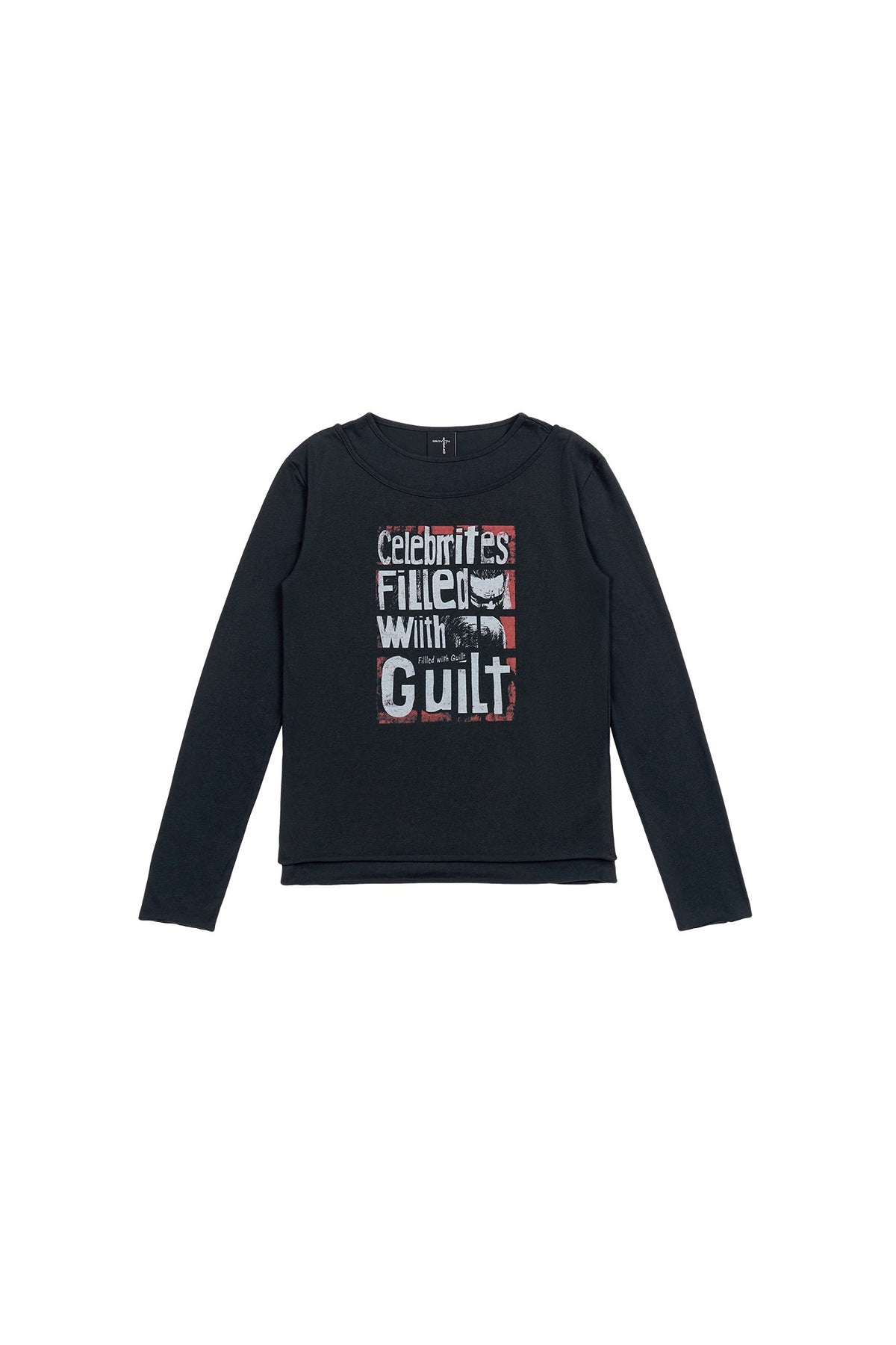 SAVAGEGROWTHWORLD Graphic Double-Layer Neckline Long-Sleeve Tee