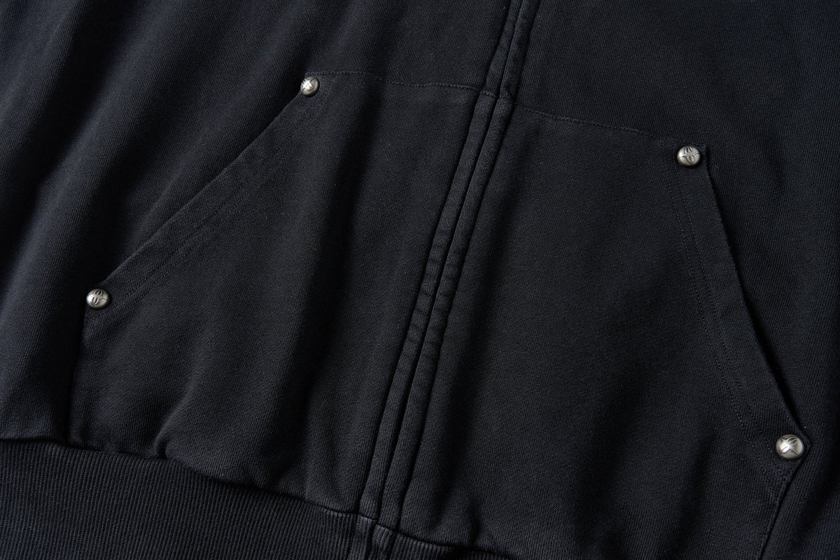 SAVAGEGROWTHWORLD Bullet Hole Graphic Washed Zip-Up Hoodie