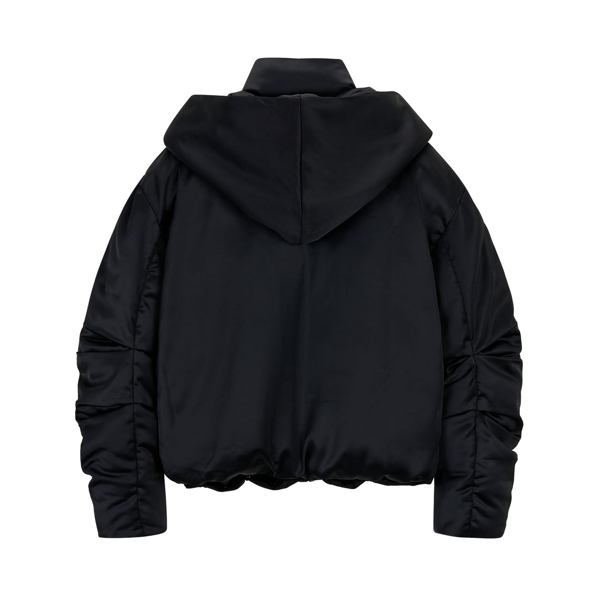 SAVAGEGROWTHWORLD Detachable Hood Satin Oversized Bomber Jacket