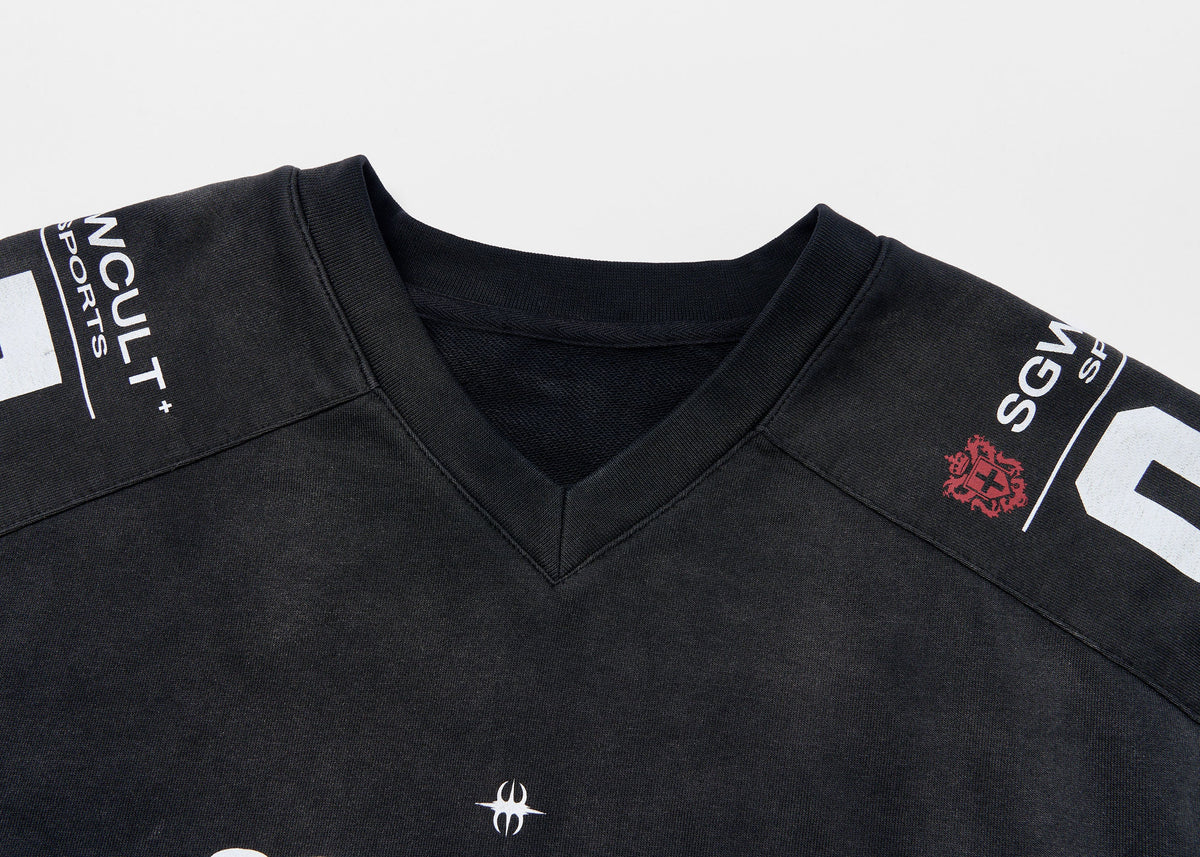 SAVAGEGROWTHWORLD Athletic Distressed Patch Sweatshirt