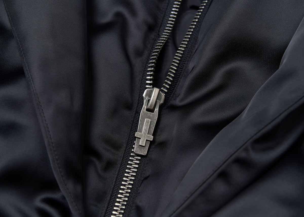 SAVAGEGROWTHWORLD Detachable Hood Satin Oversized Bomber Jacket