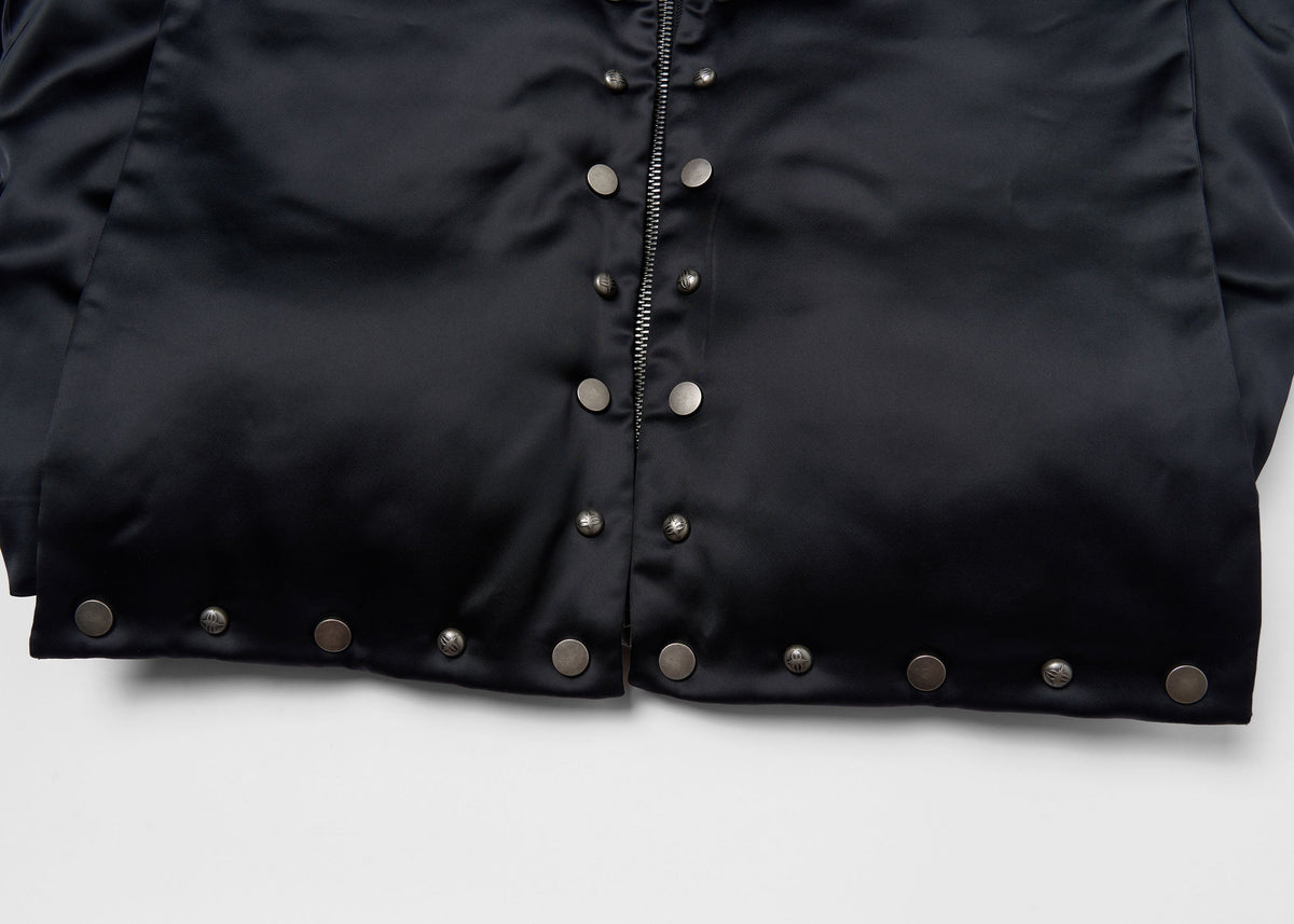 SAVAGEGROWTHWORLD Detachable Hood Satin Oversized Bomber Jacket