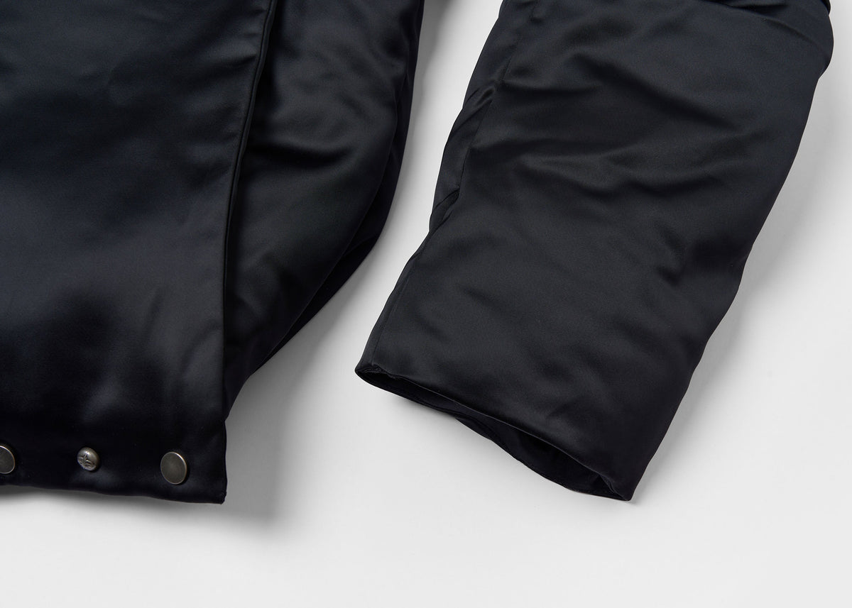 SAVAGEGROWTHWORLD Detachable Hood Satin Oversized Bomber Jacket