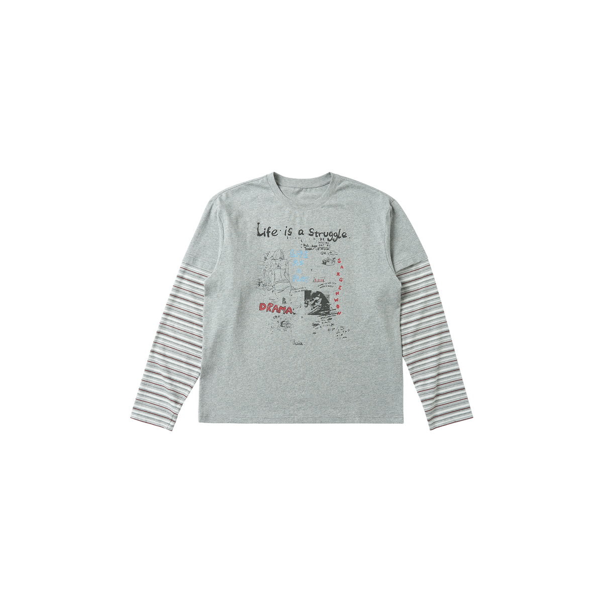 SAVAGEGROWTHWORLD Graffiti Layered Stripe Long Tee