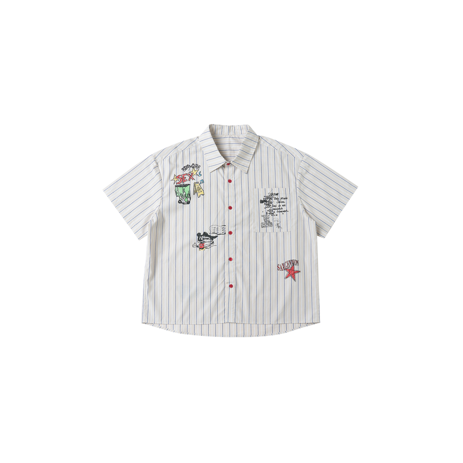 SAVAGEGROWTHWORLD Sketch Stripe Short Sleeve Shirt