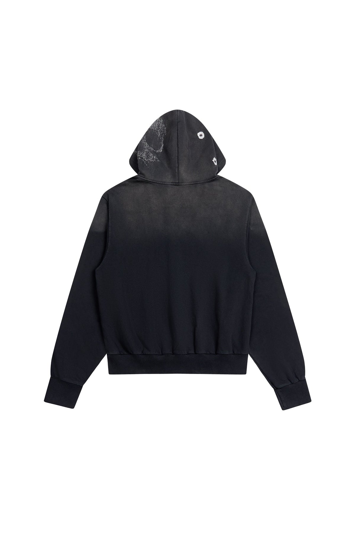 SAVAGEGROWTHWORLD Bullet Hole Graphic Washed Zip-Up Hoodie