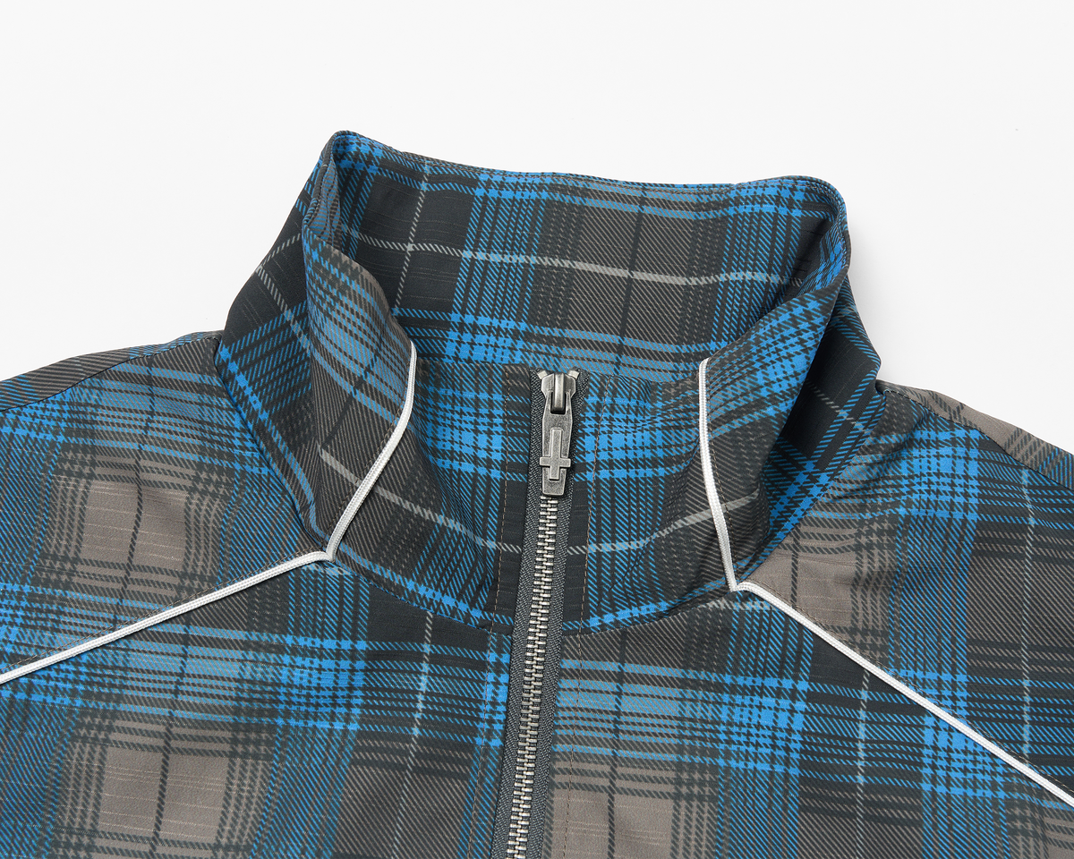 SAVAGEGROWTHWORLD Plaid Stand-Collar Jacket