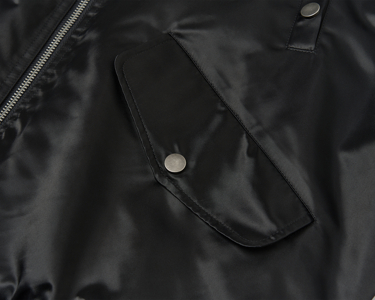 SAVAGEGROWTHWORLD Embroidered Ruched-Sleeve Reflective-Stripe Bomber