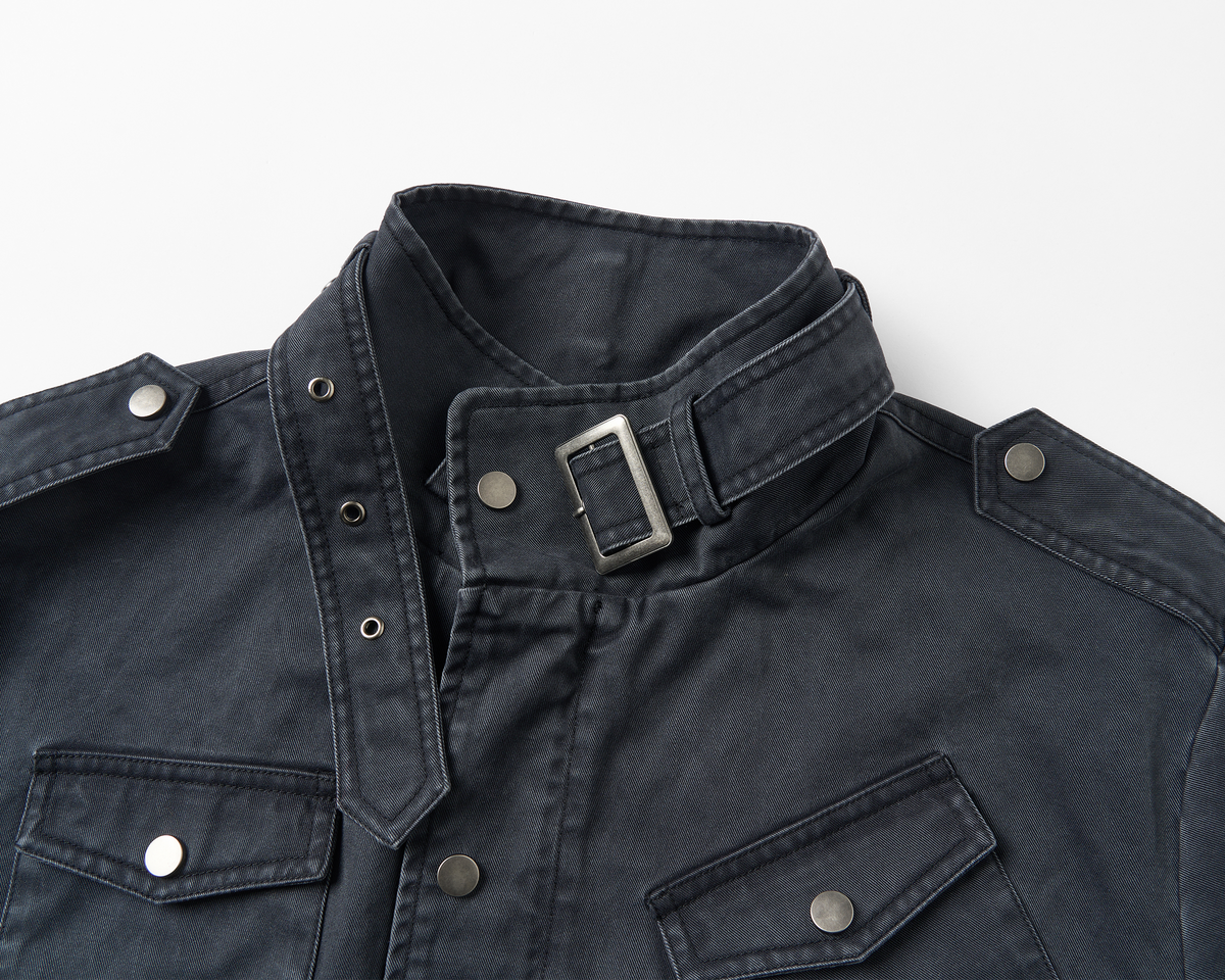 SAVAGEGROWTHWORLD Washed Canvas Multi-Pocket Utility Jacket