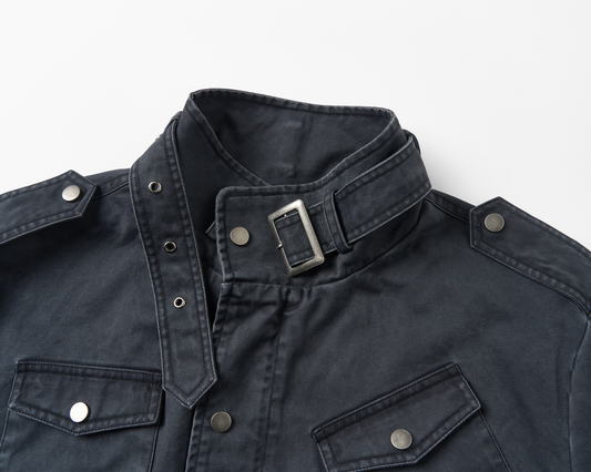 SAVAGEGROWTHWORLD Washed Canvas Multi-Pocket Utility Jacket