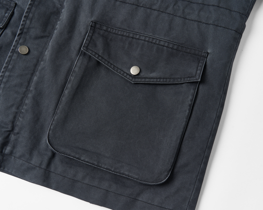 SAVAGEGROWTHWORLD Washed Canvas Multi-Pocket Utility Jacket