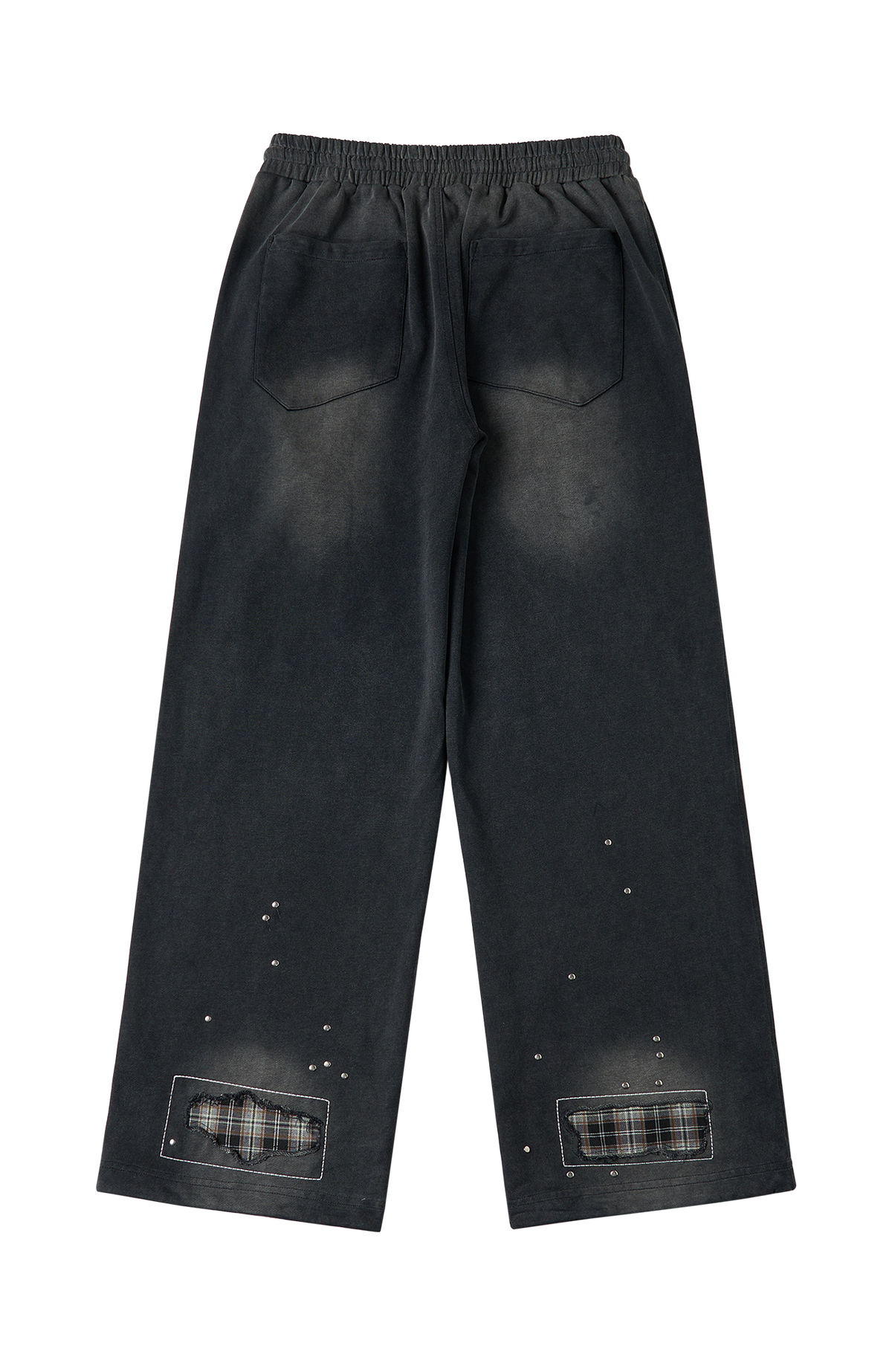SAVAGEGROWTHWORLD Studded Plaid Panel Sweatpants
