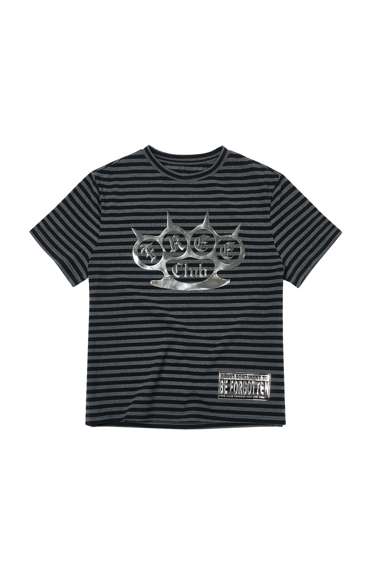 SAVAGEGROWTHWORLD Silver Foil Graphic Stripe T-Shirt