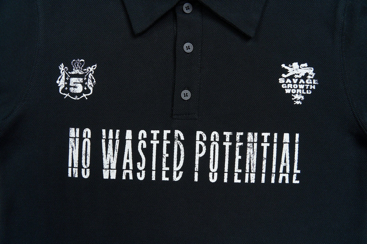 SAVAGEGROWTHWORLD No Wasted Potential Stripe-Back Polo T-Shirt